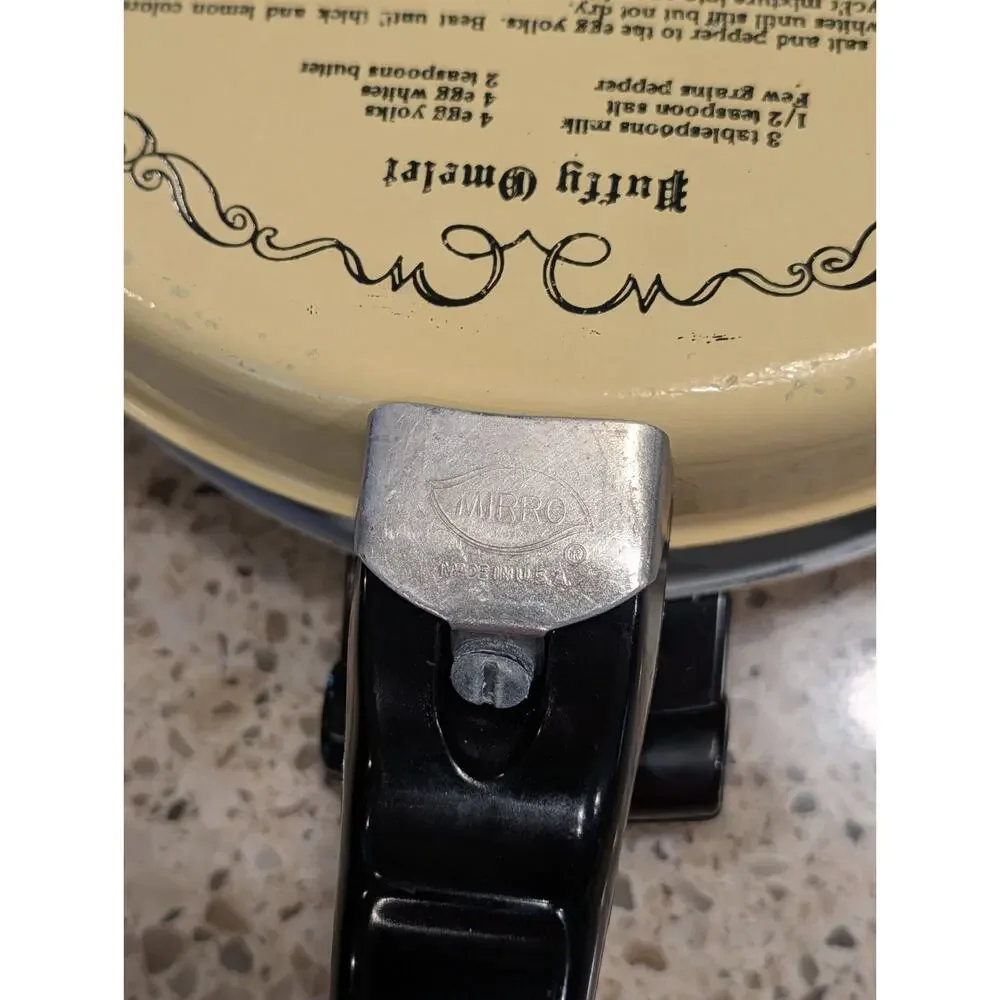 Vintage Mirro Hinged Omelet Pan Dual Sided Aluminum Nonstick Recipe Yellow 1960s
